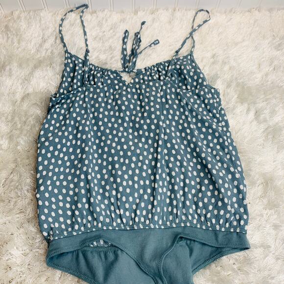 Abercrombie & Fitch Polka Dot Bodysuit Sz Small Blue Green - Picture 6 of 10